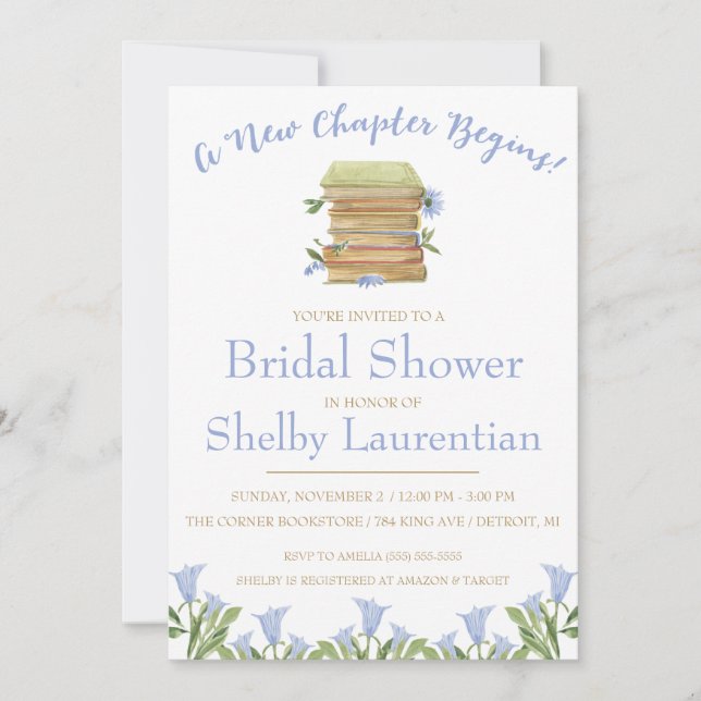 A New Chapter Begins!  Book, Reading Bridal Shower Invitation (Front)