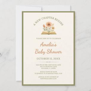 A New Chapter Begins - Book Theme Baby Shower Invitation