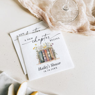 A New Chapter Begins, Book Theme Baby Shower Napkin
