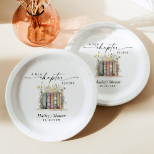 A New Chapter Begins, Book Theme Baby Shower Paper Plate