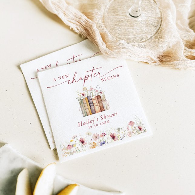 A New Chapter Begins, Book Theme Bridal Shower Napkin (Creator Uploaded)