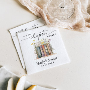 A New Chapter Begins, Book Theme Bridal Shower Napkin