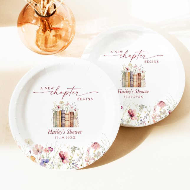 A New Chapter Begins, Book Theme Bridal Shower Paper Plate (Creator Uploaded)