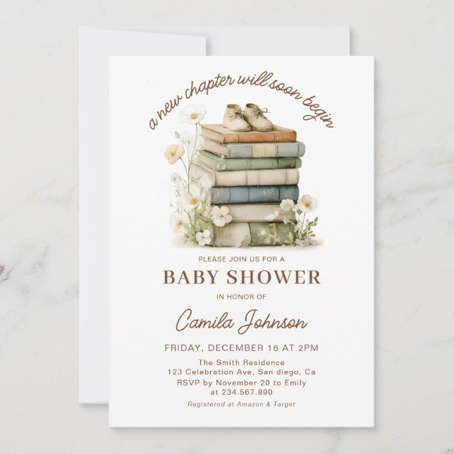 A New Chapter Begins Books Baby Shower Invitation (Front)