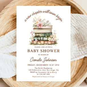 A New Chapter Begins Books Baby Shower Invitation