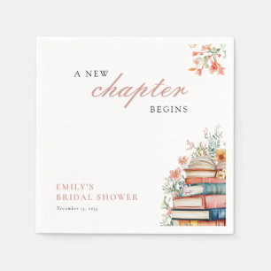A New Chapter Begins Books Bridal Shower Napkin