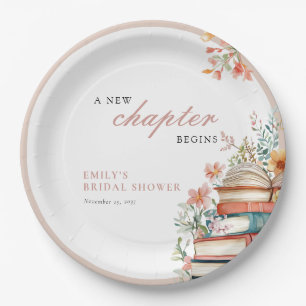 A New Chapter Begins Books Bridal Shower Paper Plate