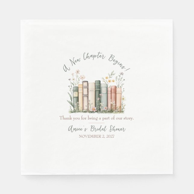 A New Chapter Begins! Bridal Shower Favour Napkin (Front)
