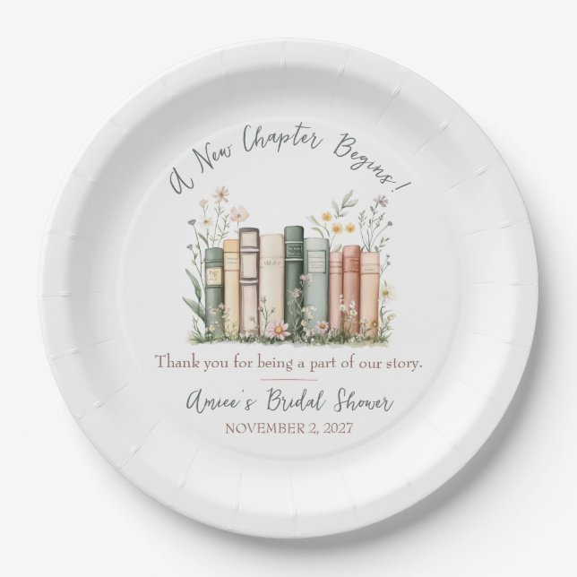 A New Chapter Begins! Bridal Shower Favour Paper Plate (Front)