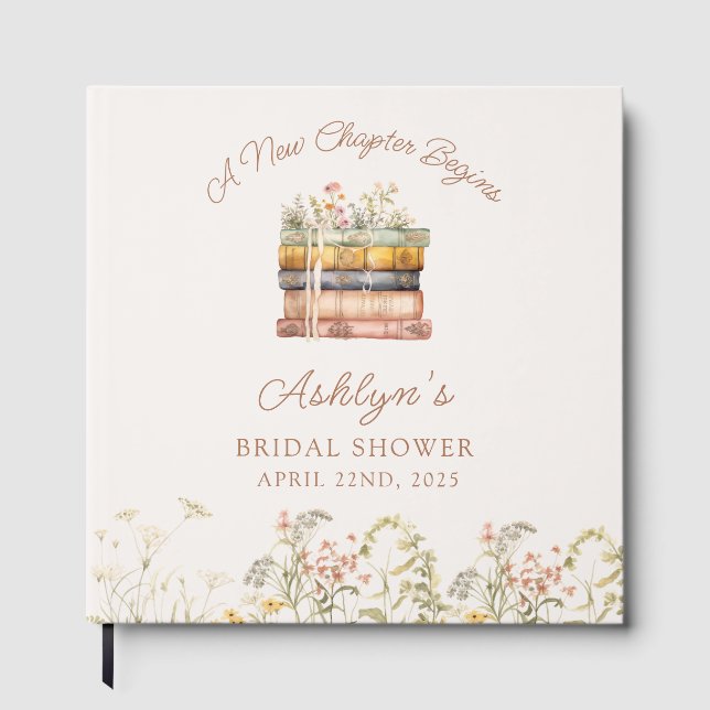  A New Chapter Begins Bridal Shower Guest Book (Front)