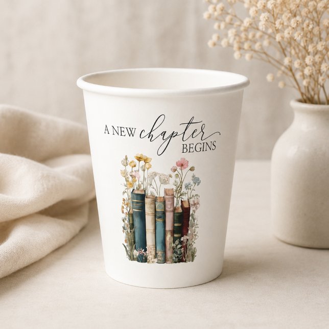 A New Chapter Begins Bridal Shower Paper Cups (new chapter begins paper cup)
