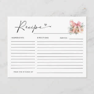 A NEW CHAPTER BEGINS BRIDAL SHOWER RECIPE ENCLOSURE CARD