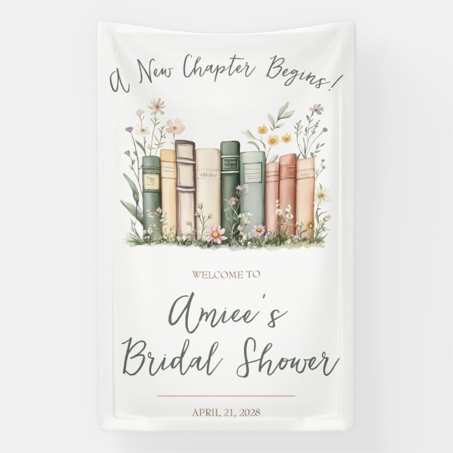 A New Chapter Begins! Bridal Shower Welcome Sign (Vertical)