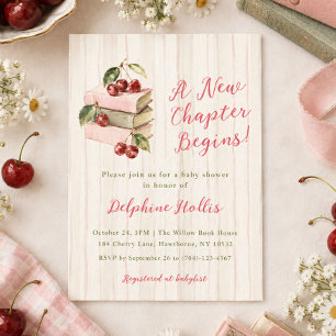 A New Chapter Begins Cherry Books Baby Shower Invitation