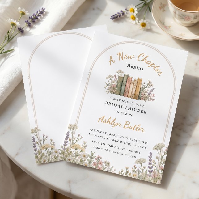 A New Chapter Begins Chic Book Gold Invitation (Creator Uploaded)