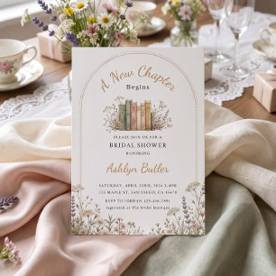 A New Chapter Begins Chic Book Gold Invitation