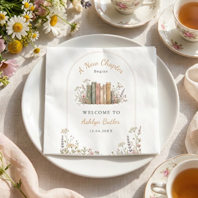 A New Chapter Begins Chic Book Gold Template Napkin (Creator Uploaded)