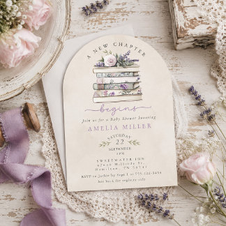 A New Chapter Begins Chic Floral Book Baby Shower  Invitation
