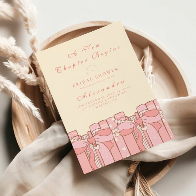 A new chapter begins coquette bow bridal shower invitation (Creator Uploaded)