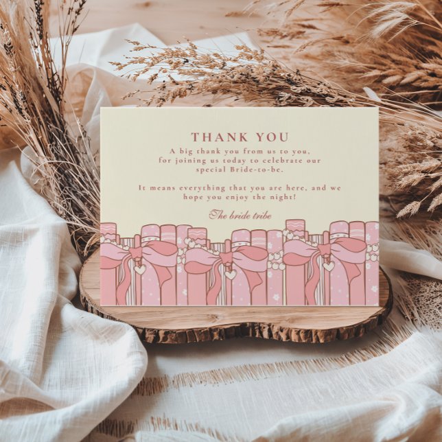 A new chapter begins coquette bow bridal shower thank you card (Creator Uploaded)