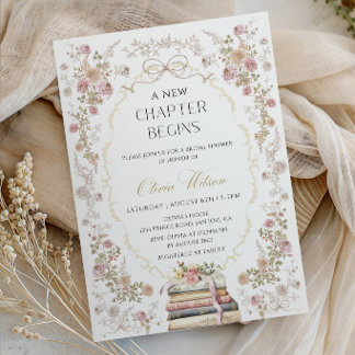 A New Chapter Begins - Elegant Bridal Shower Party Invitation