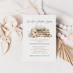 A New Chapter Begins Floral Book Baby Shower Invitation