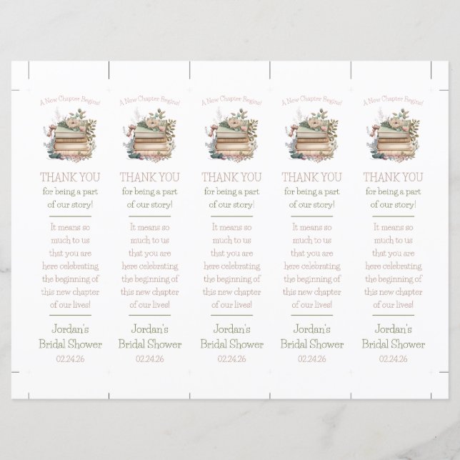 A New Chapter Begins!  Floral Books Bookmark Favou (Front)