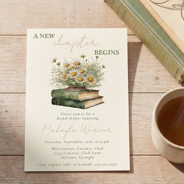 A New Chapter Begins Floral Books Bridal Shower Invitation (Creator Uploaded)