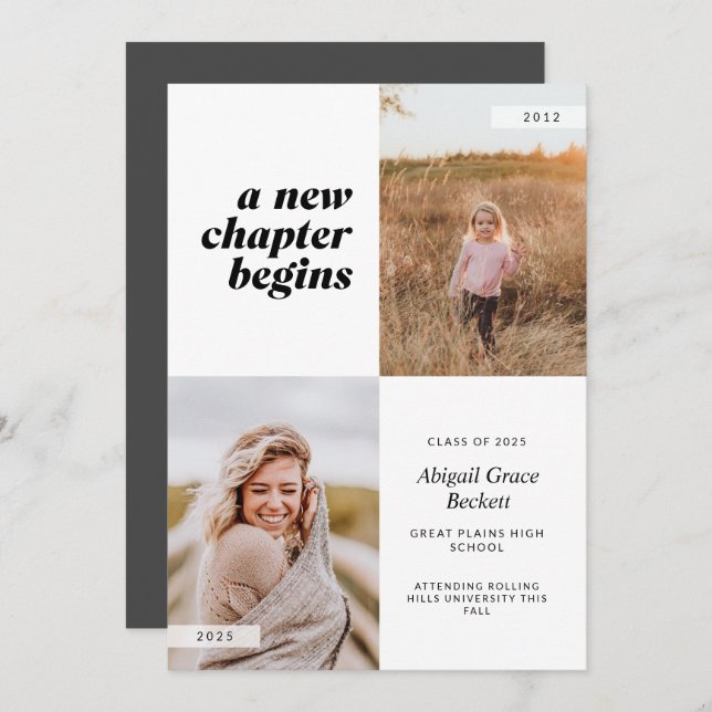 A New Chapter Begins Graduation Invitation (Front/Back)