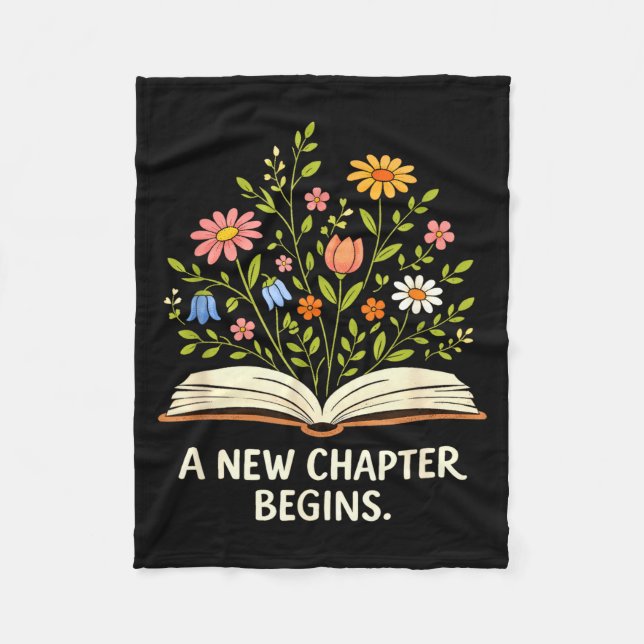 A new chapter begins inspiring readers library fleece blanket (Front)