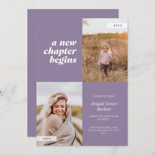 A New Chapter Begins Lilac Graduation Invitation