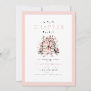 A New Chapter Begins Pink Bow Books Baby Shower Invitation