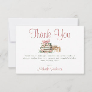 A New Chapter Begins Pink Bow Books Baby Shower Thank You Card