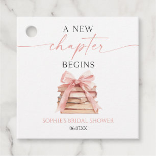 A New Chapter Begins Pink Bow Books Bridal Shower Favour Tags