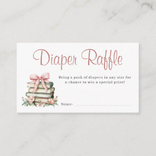 A New Chapter Begins Pink Bow Diaper Raffle Enclosure Card