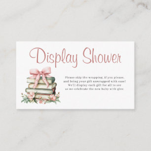 A New Chapter Begins Pink Bow Display Baby Shower Enclosure Card