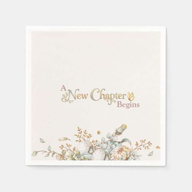 A New Chapter Begins Rustic Botanicals Baby Shower Napkin (Front)