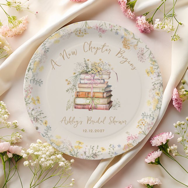 A New Chapter Begins Rustic Bridal Shower Paper Plate (Creator Uploaded)