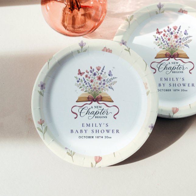 A New Chapter Begins Storybook Baby Shower Paper Plate (Creator Uploaded)