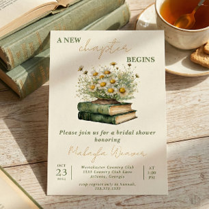 A New Chapter Begins Vintage Book Bridal Shower Invitation