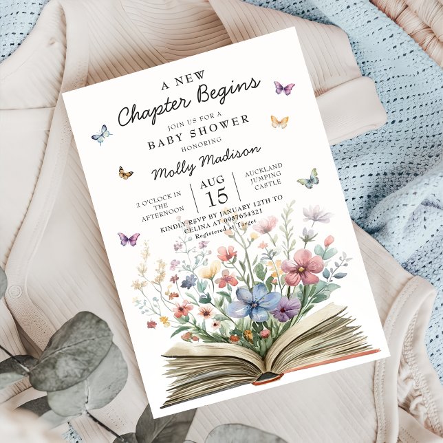 A New Chapter Begins Wildflower Baby Shower Invitation (Creator Uploaded)