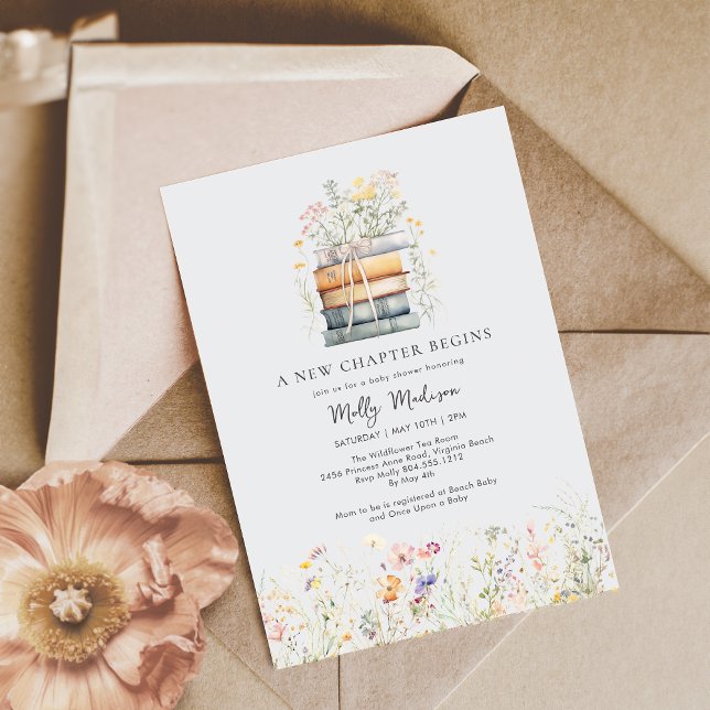 A New Chapter Begins Wildflower Baby Shower  Invitation (Creator Uploaded)