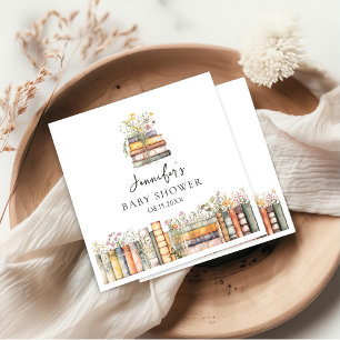 A New Chapter Begins Wildflower Book Baby Shower Napkin