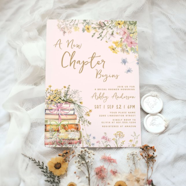 A New Chapter Begins Wildflower Bridal Shower Invitation (Creator Uploaded)