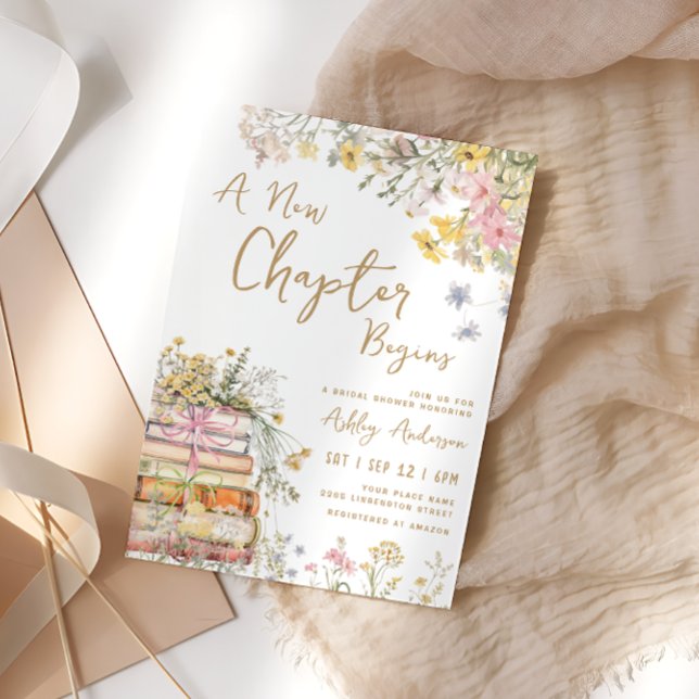 A New Chapter Begins Wildflower Bridal Shower Invitation (Creator Uploaded)