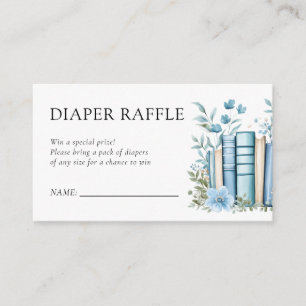 A New Chapter Blue Baby Shower Diaper Raffle Enclosure Card