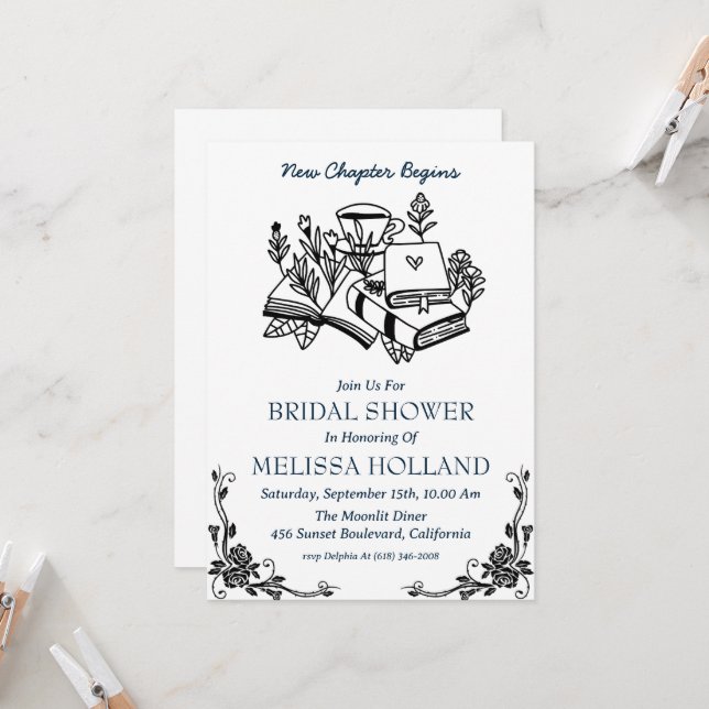 a new chapter book bridal shower invitations (Front/Back In Situ)