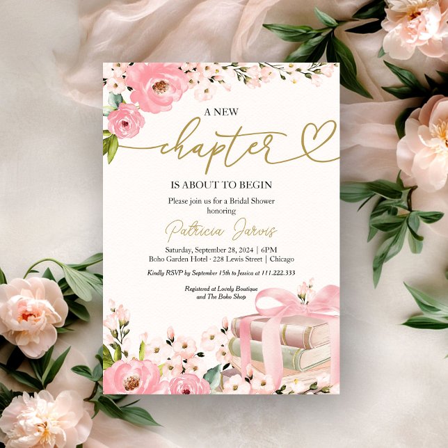 A New Chapter Books Bridal Shower Invitation (Creator Uploaded)