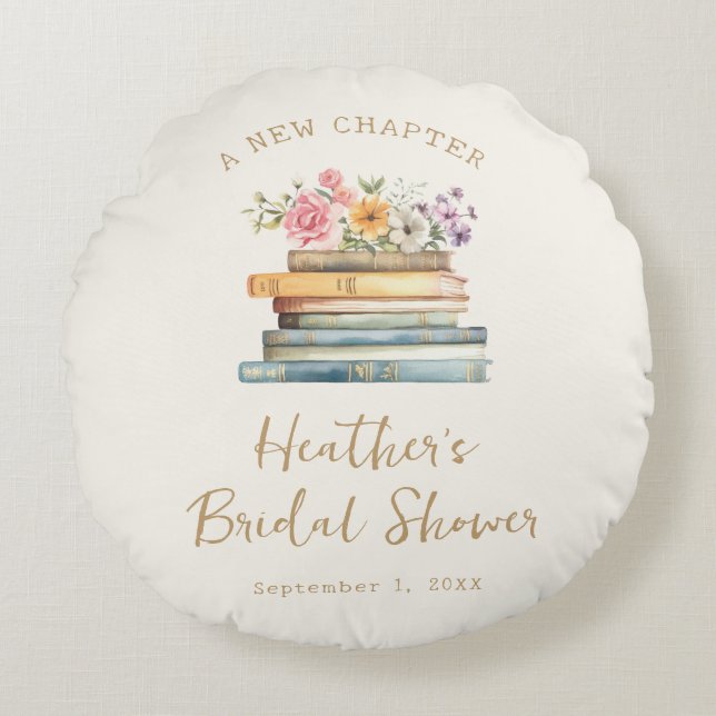 A New Chapter Books Bridal Shower Round Cushion (Front)