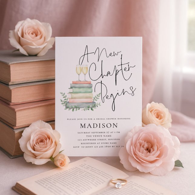 A New Chapter Books Bubbly Bridal Shower Invitation (Creator Uploaded)